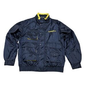 Vintage Swingster Goodyear Racing Windbreaker Multi Pocket Jacket Size L 25 x 29